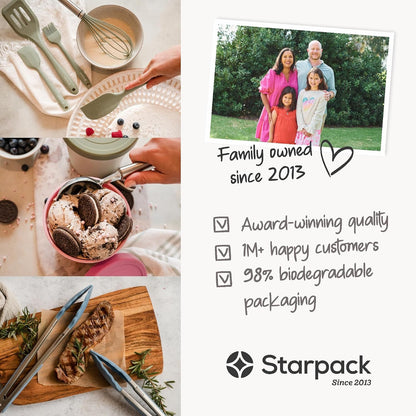Starpack Stir and Serve Silicone Cooking Utensils Set (5-Piece, 11") - LFGB Non Toxic, 600°F Heat Resistant, BPA-Free - One-Piece Seamless, Dishwasher Safe - for Nonstick Cookware, Earthy Pink