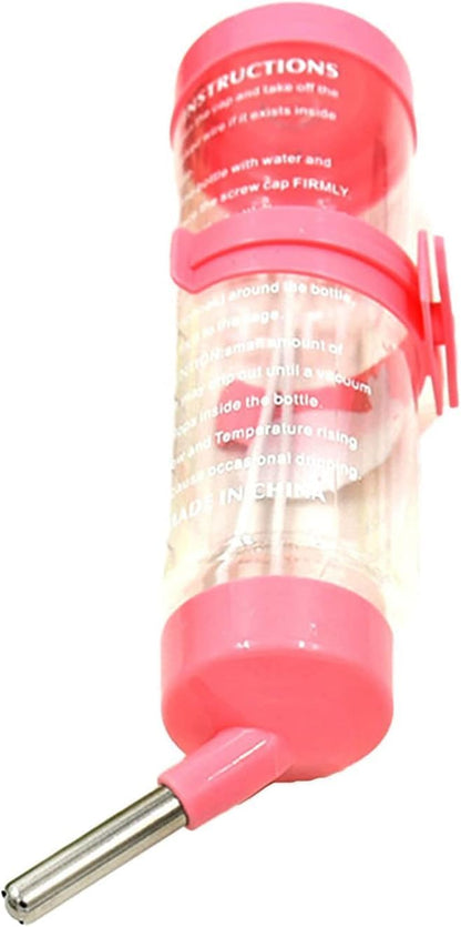 125ML Hamster Water Bottle Steel Ball Design Non-drip Plastic Small Animal Auto Dispenser Pet Supplies Water Feeder for Hamster,Rabbit, Guinea Pig, Squirrel Pink Hanging Water Auto Dispenser