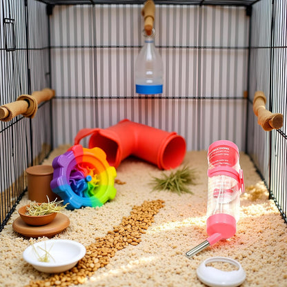 125ML Hamster Water Bottle Steel Ball Design Non-drip Plastic Small Animal Auto Dispenser Pet Supplies Water Feeder for Hamster,Rabbit, Guinea Pig, Squirrel Pink Hanging Water Auto Dispenser