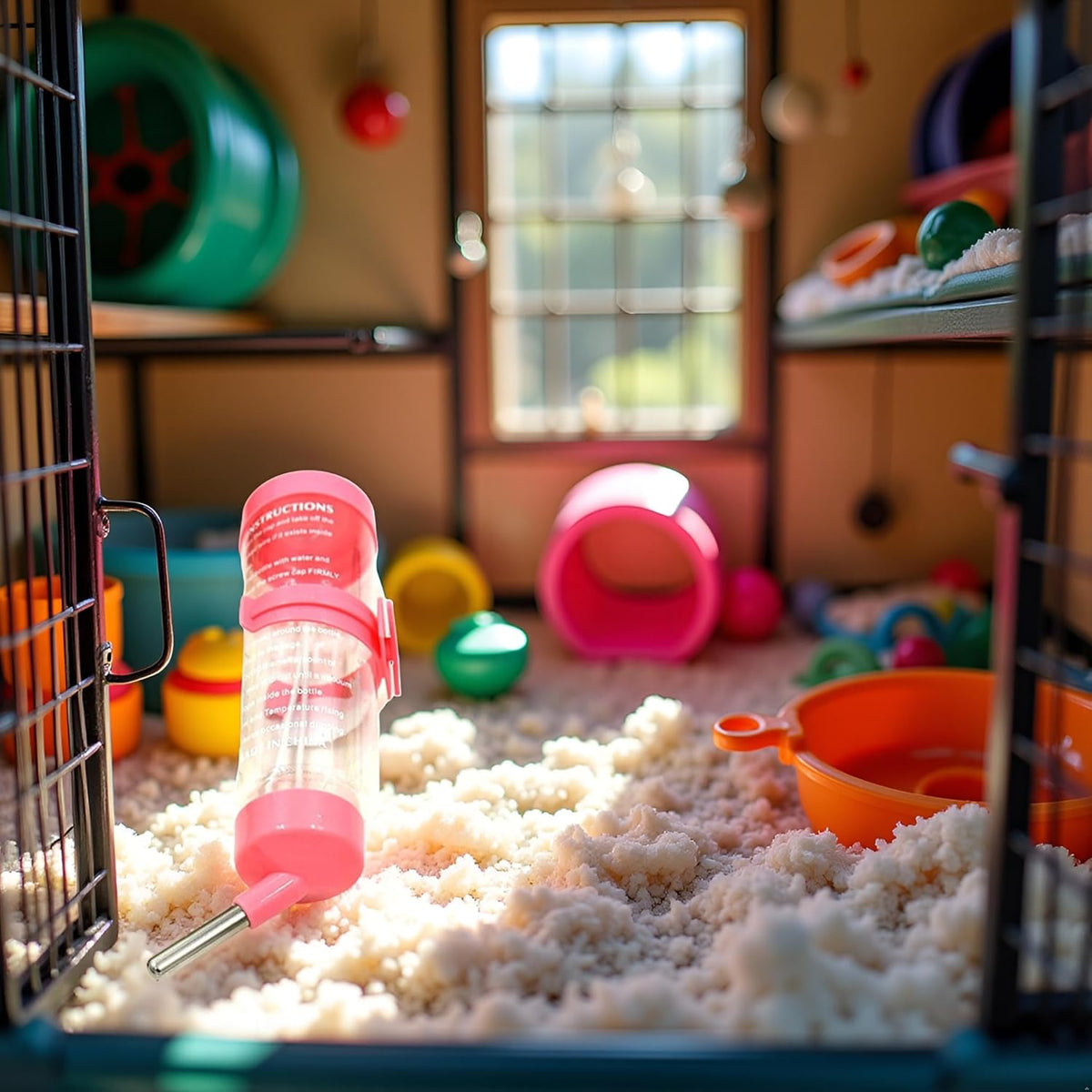 125ML Hamster Water Bottle Steel Ball Design Non-drip Plastic Small Animal Auto Dispenser Pet Supplies Water Feeder for Hamster,Rabbit, Guinea Pig, Squirrel Pink Hanging Water Auto Dispenser