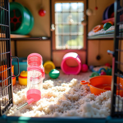 125ML Hamster Water Bottle Steel Ball Design Non-drip Plastic Small Animal Auto Dispenser Pet Supplies Water Feeder for Hamster,Rabbit, Guinea Pig, Squirrel Pink Hanging Water Auto Dispenser