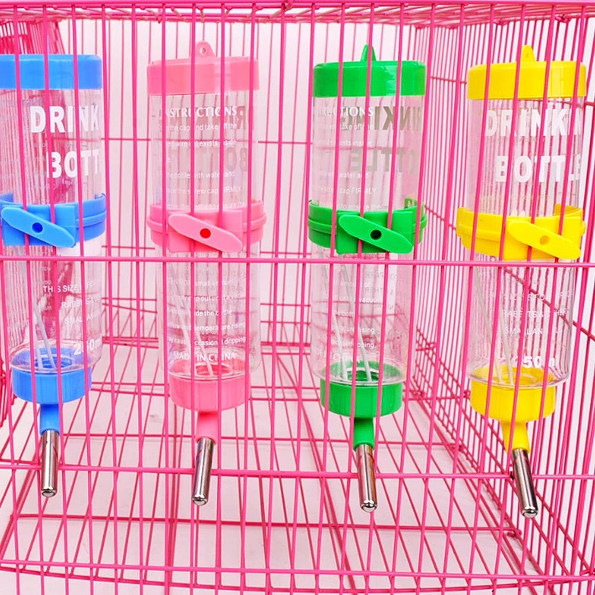 125ML Hamster Water Bottle Steel Ball Design Non-drip Plastic Small Animal Auto Dispenser Pet Supplies Water Feeder for Hamster,Rabbit, Guinea Pig, Squirrel Pink Hanging Water Auto Dispenser