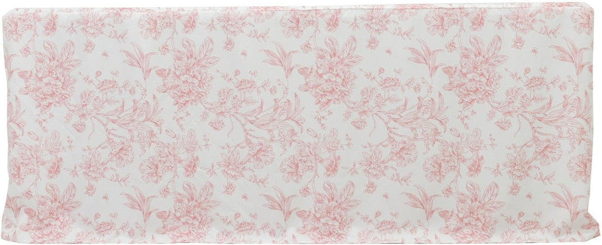 French Toile Fitted Polyester Tablecloth 6ft – Pink & White Rectangular Wrinkle-Resistant Table Cover
