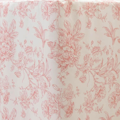 French Toile Fitted Polyester Tablecloth 6ft – Pink & White Rectangular Wrinkle-Resistant Table Cover