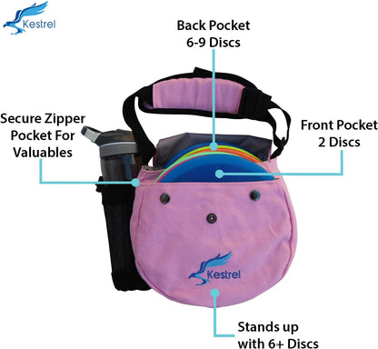 Black Disc Golf Bag - Fits 6-10 Golf Discs + Bottle - For Beginner & Advanced Golfers - Extremely Durable Canvas - Frisbee Golf Bag - Small Sling/Shoulder Disc Golf Bag For Men & Women