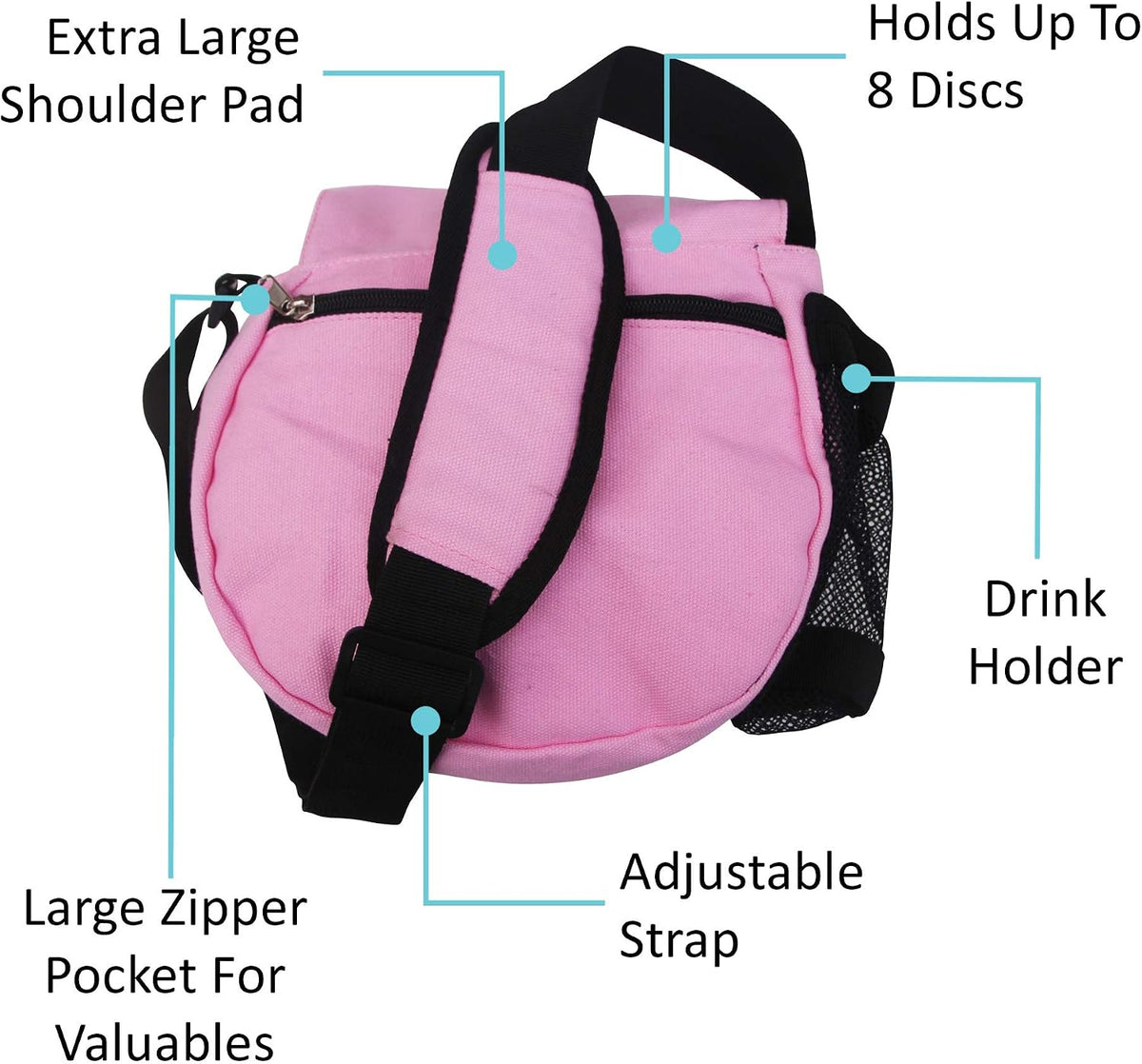 Black Disc Golf Bag - Fits 6-10 Golf Discs + Bottle - For Beginner & Advanced Golfers - Extremely Durable Canvas - Frisbee Golf Bag - Small Sling/Shoulder Disc Golf Bag For Men & Women
