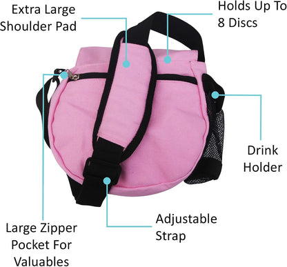 Black Disc Golf Bag - Fits 6-10 Golf Discs + Bottle - For Beginner & Advanced Golfers - Extremely Durable Canvas - Frisbee Golf Bag - Small Sling/Shoulder Disc Golf Bag For Men & Women
