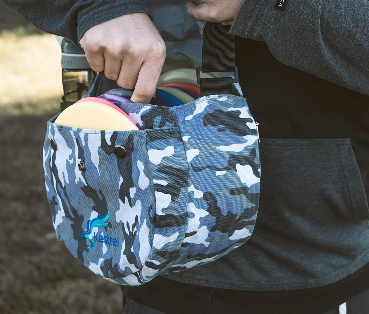 Black Disc Golf Bag - Fits 6-10 Golf Discs + Bottle - For Beginner & Advanced Golfers - Extremely Durable Canvas - Frisbee Golf Bag - Small Sling/Shoulder Disc Golf Bag For Men & Women