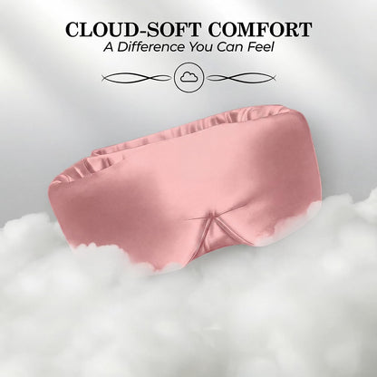 100% Pure Mulberry Silk Sleep Mask - 22 Momme Light Blocking Hook & Loop Silk Eye Mask for Sleeping - Secure Fit for Side Sleepers, Women & Men - Cloud Soft (Pink)