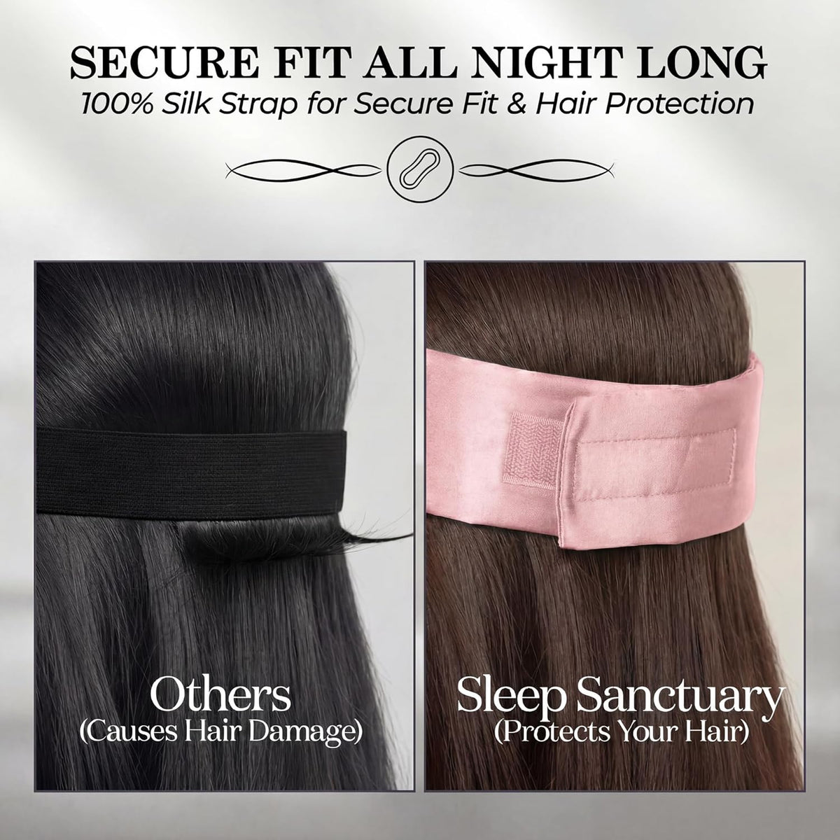 100% Pure Mulberry Silk Sleep Mask - 22 Momme Light Blocking Hook & Loop Silk Eye Mask for Sleeping - Secure Fit for Side Sleepers, Women & Men - Cloud Soft (Pink)