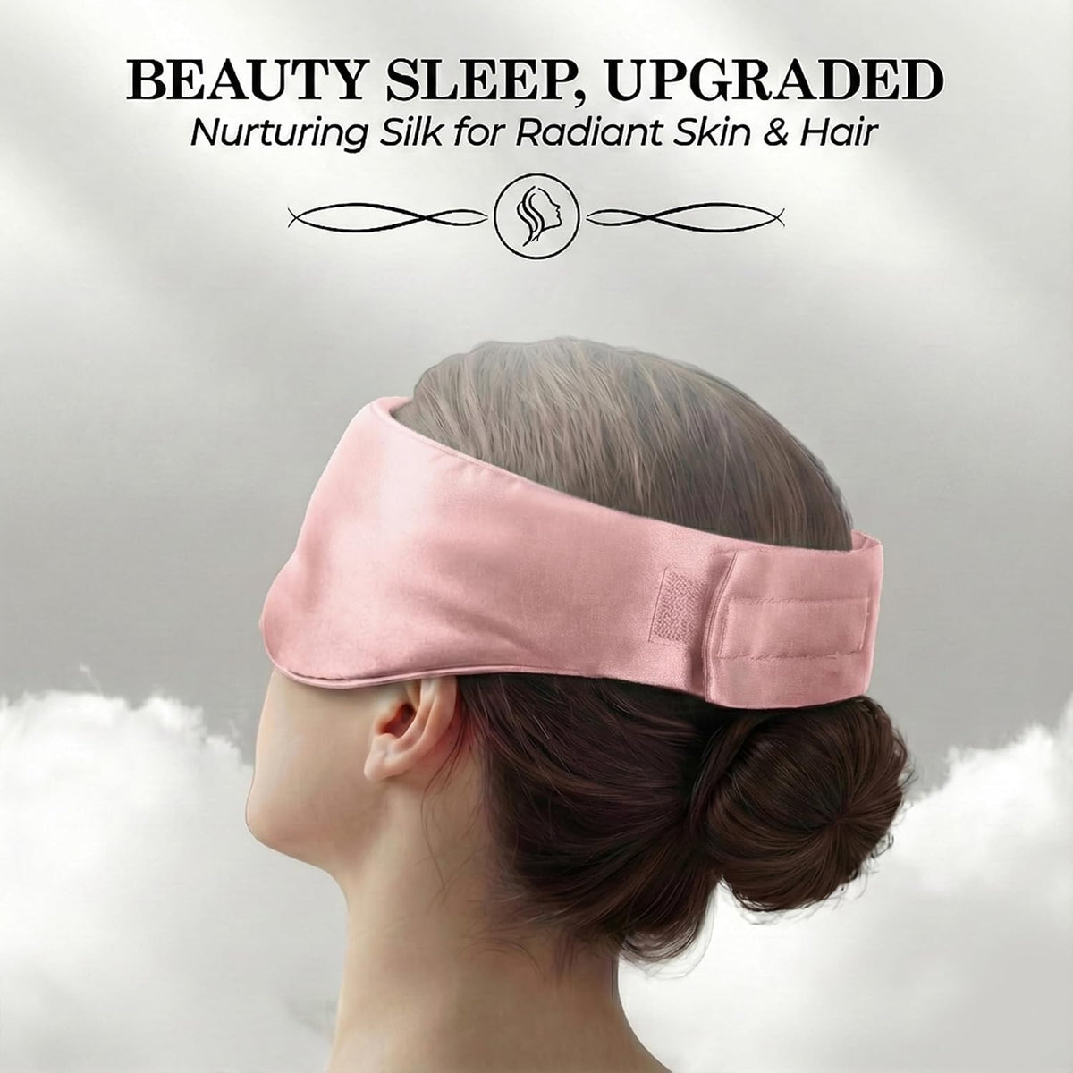 100% Pure Mulberry Silk Sleep Mask - 22 Momme Light Blocking Hook & Loop Silk Eye Mask for Sleeping - Secure Fit for Side Sleepers, Women & Men - Cloud Soft (Pink)