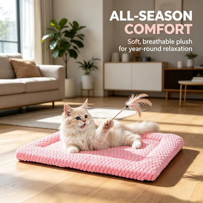 Dog Bed Mat - Dog Crate Pad - Reversible Mat for Pet Comfort - Soft Bed Crate Pads with Dual-Sided Design for All Seasons (Pink, 18" L x 14" W x 1.5" Th)