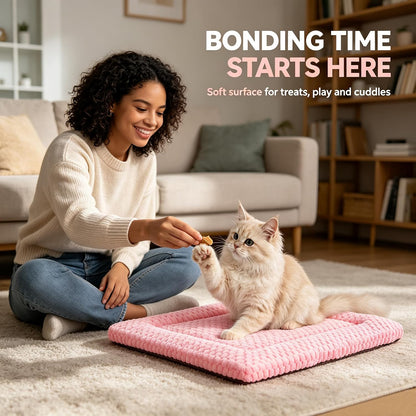 Dog Bed Mat - Dog Crate Pad - Reversible Mat for Pet Comfort - Soft Bed Crate Pads with Dual-Sided Design for All Seasons (Pink, 18" L x 14" W x 1.5" Th)