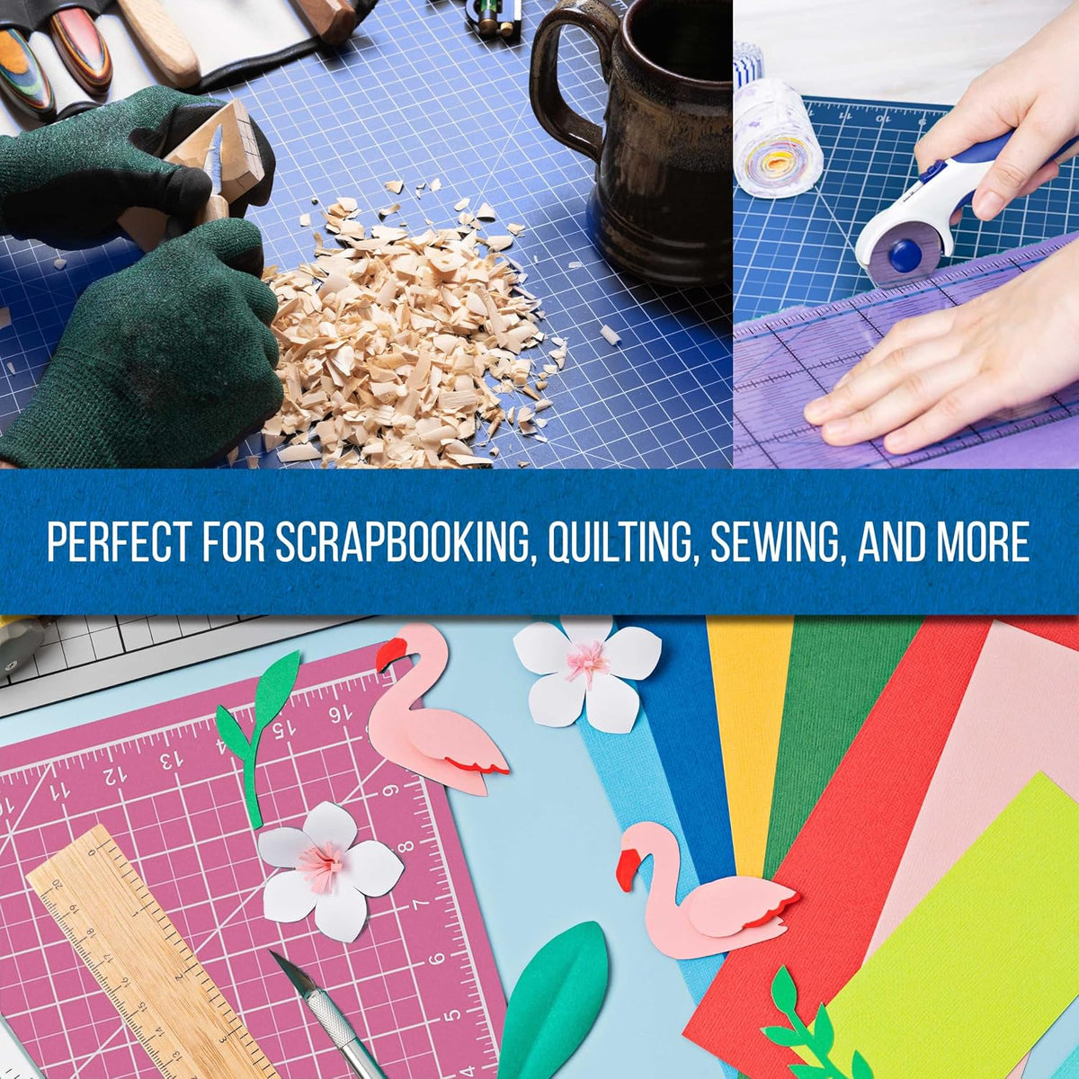 12" x 18" Self-Healing Cutting Mat 5-Ply - Double-Sided Pink/Blue Craft Mat, Non-Slip Cutting Mats for Crafts, Sewing, Quilting, Scrapbooking
