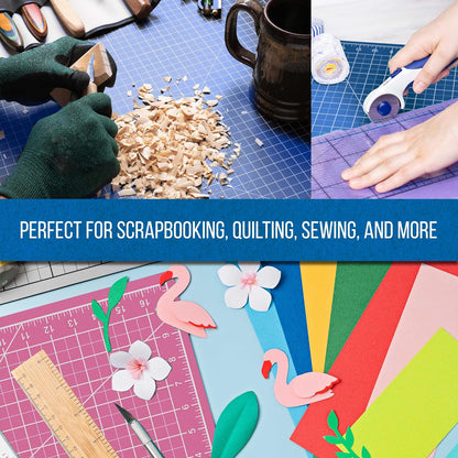 12" x 18" Self-Healing Cutting Mat 5-Ply - Double-Sided Pink/Blue Craft Mat, Non-Slip Cutting Mats for Crafts, Sewing, Quilting, Scrapbooking