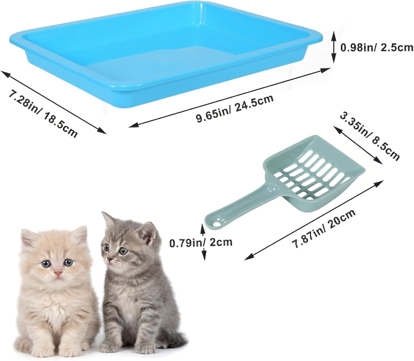 6 Pcs Kitten Litter Boxes, Low Entry Litter Box with Scooper, Portable Litter Box Shallow Litter Pan Open Travel Kitten Boxes for Small Cat, Hamster, Rabbit, 6 Colors