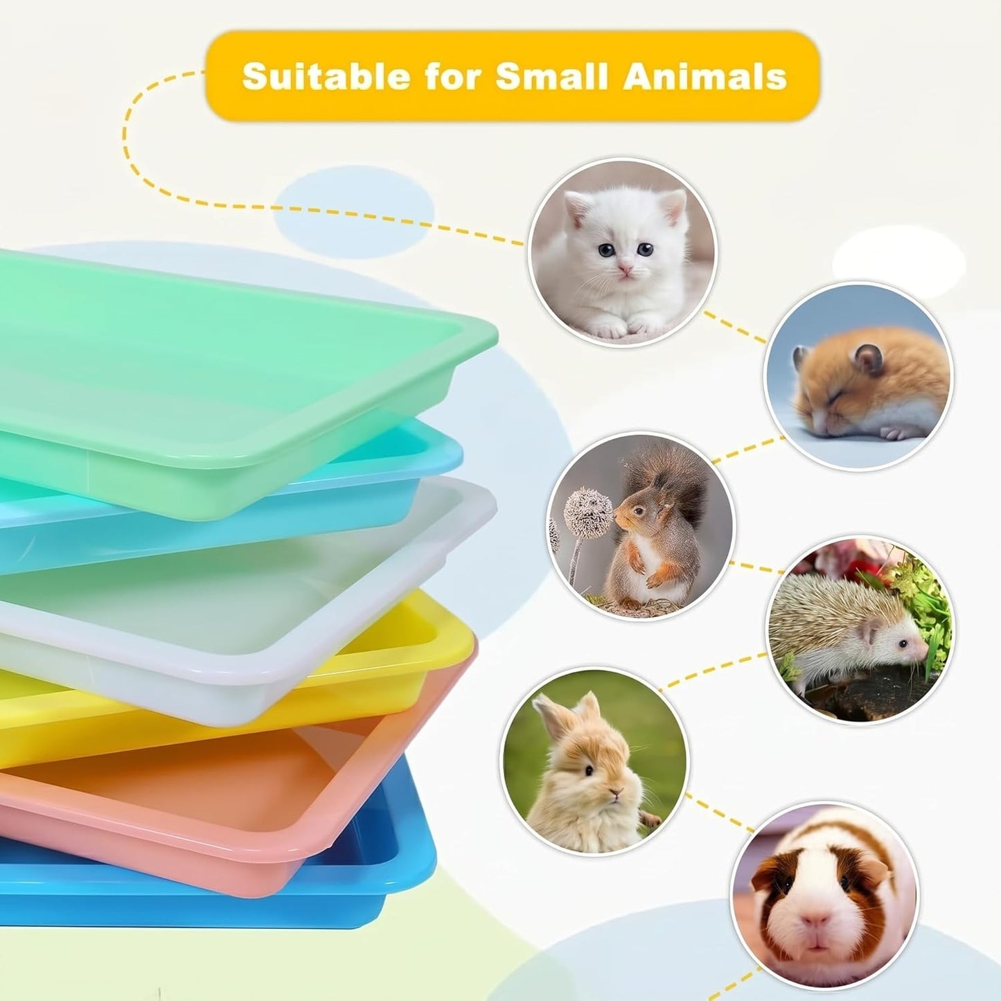 6 Pcs Kitten Litter Boxes, Low Entry Litter Box with Scooper, Portable Litter Box Shallow Litter Pan Open Travel Kitten Boxes for Small Cat, Hamster, Rabbit, 6 Colors