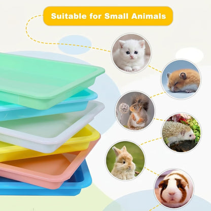 6 Pcs Kitten Litter Boxes, Low Entry Litter Box with Scooper, Portable Litter Box Shallow Litter Pan Open Travel Kitten Boxes for Small Cat, Hamster, Rabbit, 6 Colors