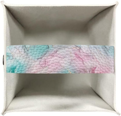 Pink Toilet Paper Holder Marble Tissue Box Cover Square Tissue Box Holder Modern Home Decor Aesthetic Tissue Boxes Cube PU Leather Dispenser for Bathroom, Office