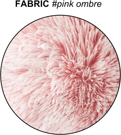 Uhomy 2 Packs Fluffy Accent Pillows Cover 18"x18", Soft Pink Ombre Faux Fur Throw Pillow Case, Modern Luxury Decorative Square Cushion Cover for Farmhouse Home Decor for Sofa/Bed/Chair, 45x45cm