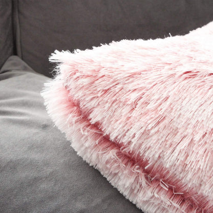 Uhomy 2 Packs Fluffy Accent Pillows Cover 18"x18", Soft Pink Ombre Faux Fur Throw Pillow Case, Modern Luxury Decorative Square Cushion Cover for Farmhouse Home Decor for Sofa/Bed/Chair, 45x45cm