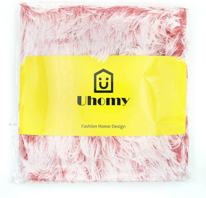 Uhomy 2 Packs Fluffy Accent Pillows Cover 18"x18", Soft Pink Ombre Faux Fur Throw Pillow Case, Modern Luxury Decorative Square Cushion Cover for Farmhouse Home Decor for Sofa/Bed/Chair, 45x45cm