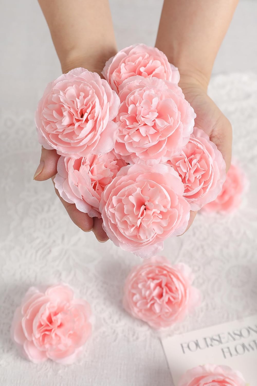 12 PCS Artificial Silk Pink Peony Flowers with Stems - 8 Inch Fake Peony Bouquet for Wedding, Home Decor, Office Table, Festival Gifts
