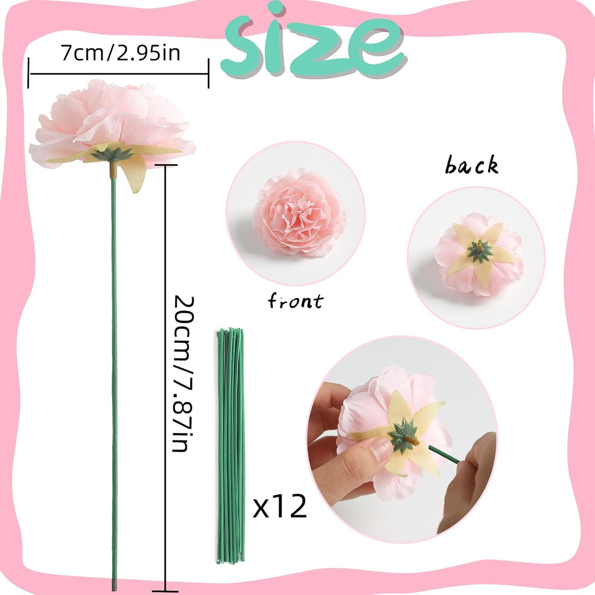 12 PCS Artificial Silk Pink Peony Flowers with Stems - 8 Inch Fake Peony Bouquet for Wedding, Home Decor, Office Table, Festival Gifts