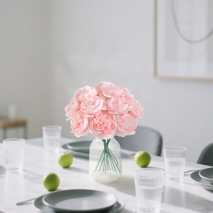 12 PCS Artificial Silk Pink Peony Flowers with Stems - 8 Inch Fake Peony Bouquet for Wedding, Home Decor, Office Table, Festival Gifts