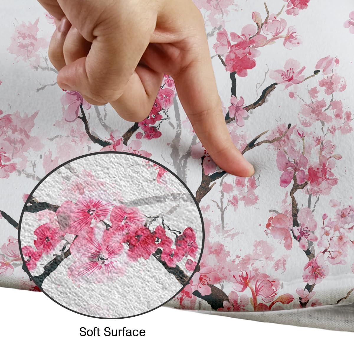 Pink Floral Shower Curtain Rug Set, 12 Hooks, 60" W x 72" L, 4 Pcs