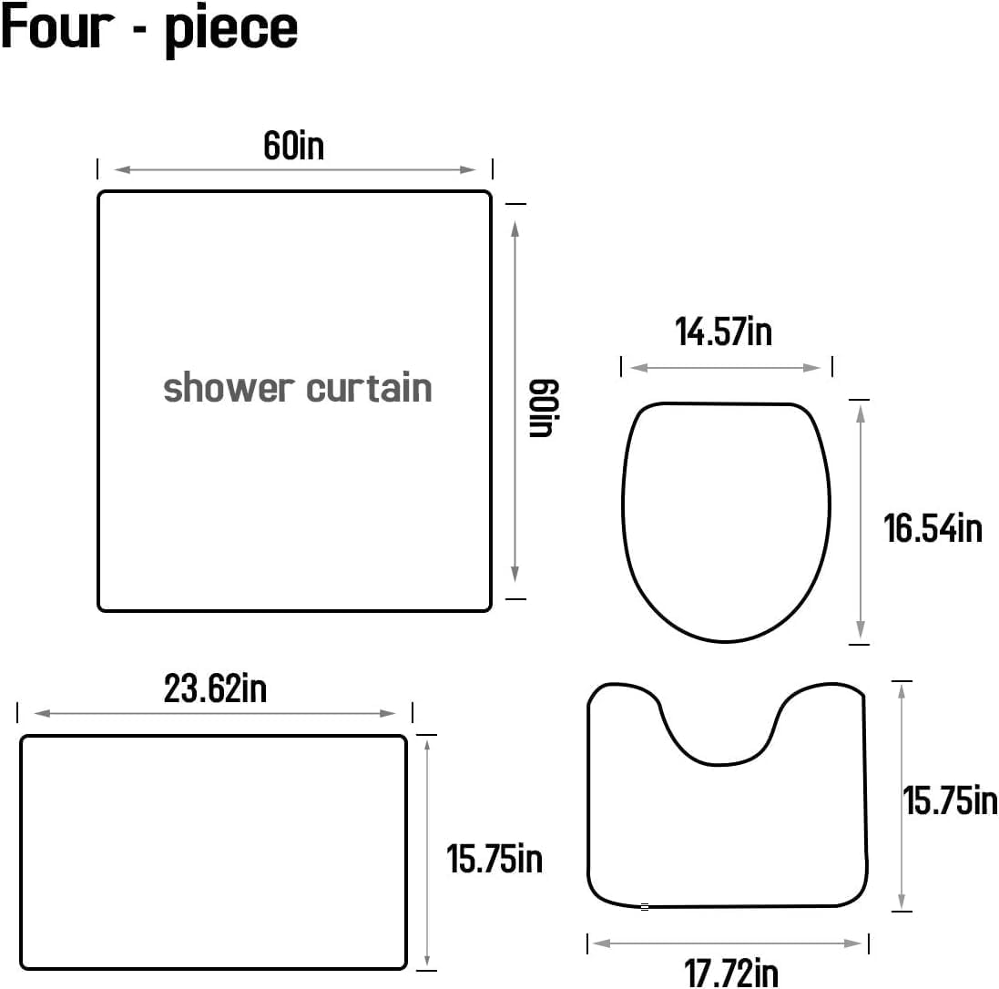 Pink Floral Shower Curtain Rug Set, 12 Hooks, 60" W x 72" L, 4 Pcs