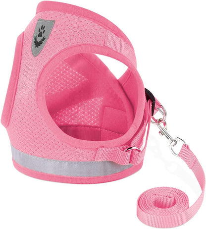 Cat Harness and Leash Set, Adjustable Step-in Reflective Soft Mesh Vest