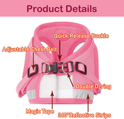 Cat Harness and Leash Set, Adjustable Step-in Reflective Soft Mesh Vest