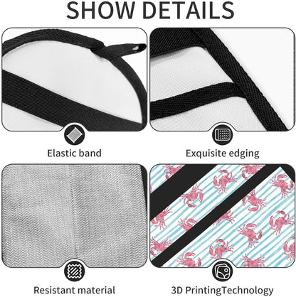 Pink Crab Blue White Stripes Pet Hair Removal Glove Dogs Hair Remover Glove Cats Fur Removal Tool with Hanging Loop for Couch 6.7X9.5 in