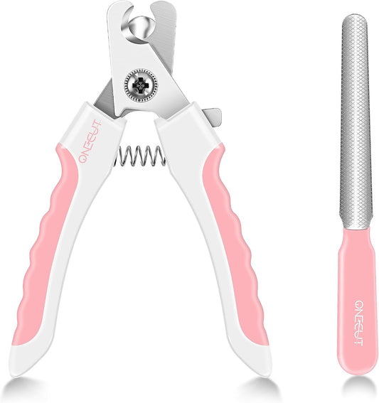 6" Dog Nail Clippers for Small, Medium and Large Breed Professional Pet Nail Trimmers -Suitable for Cats, Rabbits and Guinea Pigs with Safety Guard to Avoid Over Cutting (Pink)