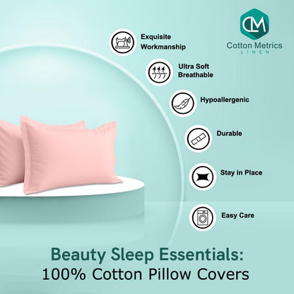 2 Pack Pillow Shams Standard Size 20x26 – 600 Thread Count 100% Organic Cotton Pink Pillow Covers with 2 Inch Flange, Soft & Smooth Premium Hotel-Quality Pillowcases Set of 2