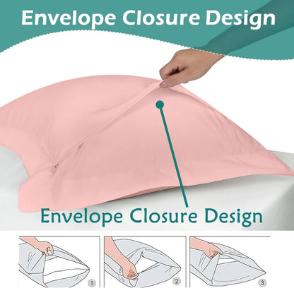 2 Pack Pillow Shams Standard Size 20x26 – 600 Thread Count 100% Organic Cotton Pink Pillow Covers with 2 Inch Flange, Soft & Smooth Premium Hotel-Quality Pillowcases Set of 2