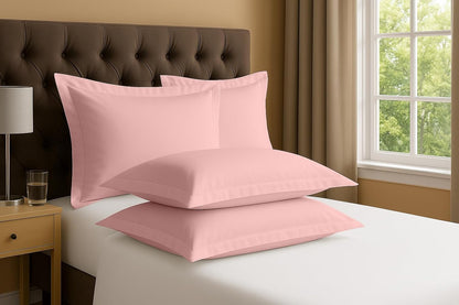 2 Pack Pillow Shams Standard Size 20x26 – 600 Thread Count 100% Organic Cotton Pink Pillow Covers with 2 Inch Flange, Soft & Smooth Premium Hotel-Quality Pillowcases Set of 2