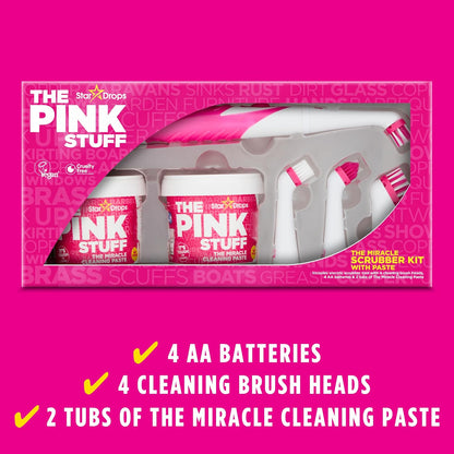 Stardrops - - The Miracle Scrubber Kit - 2 Tubs of The Miracle Cleaning Paste With Electric Scrubber Tool and 4 Cleaning Brush Heads, 6 Piece Set