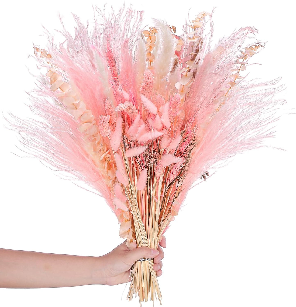 Thiccywoov 120 Pcs Pink Natural Dried Pampas Grass Fall Decor