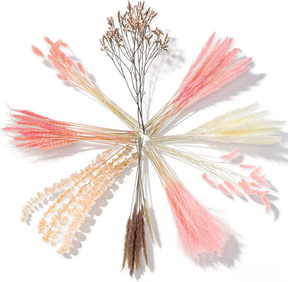 Thiccywoov 120 Pcs Pink Natural Dried Pampas Grass Fall Decor