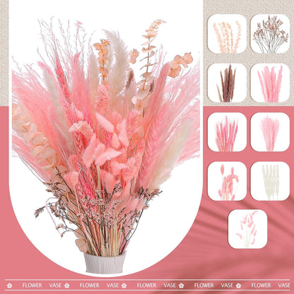 Thiccywoov 120 Pcs Pink Natural Dried Pampas Grass Fall Decor