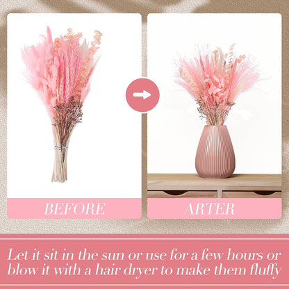 Thiccywoov 120 Pcs Pink Natural Dried Pampas Grass Fall Decor