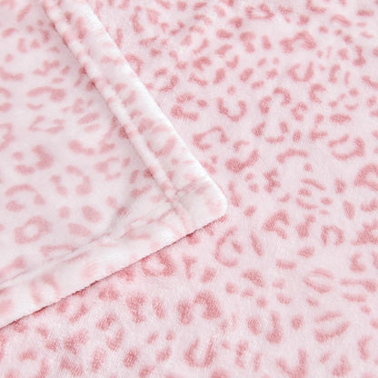 Leopard Print Blanket Fleece Throw for Bed Sofa Travel and Camping, Super Soft Cozy Fluffy Plush Cheetah Print Blanket for All Seasons 50"x60" (Light Pink)