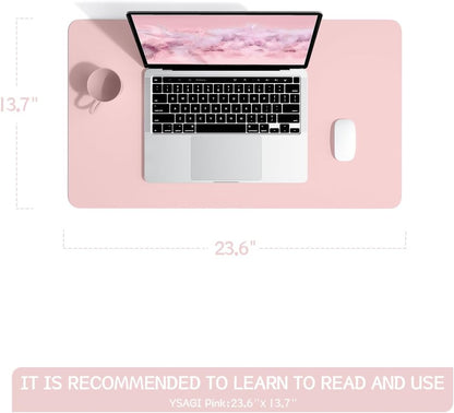 Non-Slip Leather Desk Pad, Waterproof Laptop Computer Desk Keyboard Mat, Table Protector Blotter Mat, Large Mouse Pad for Office/Work/Home/Decor(Pink, 23.6" x 13.7")