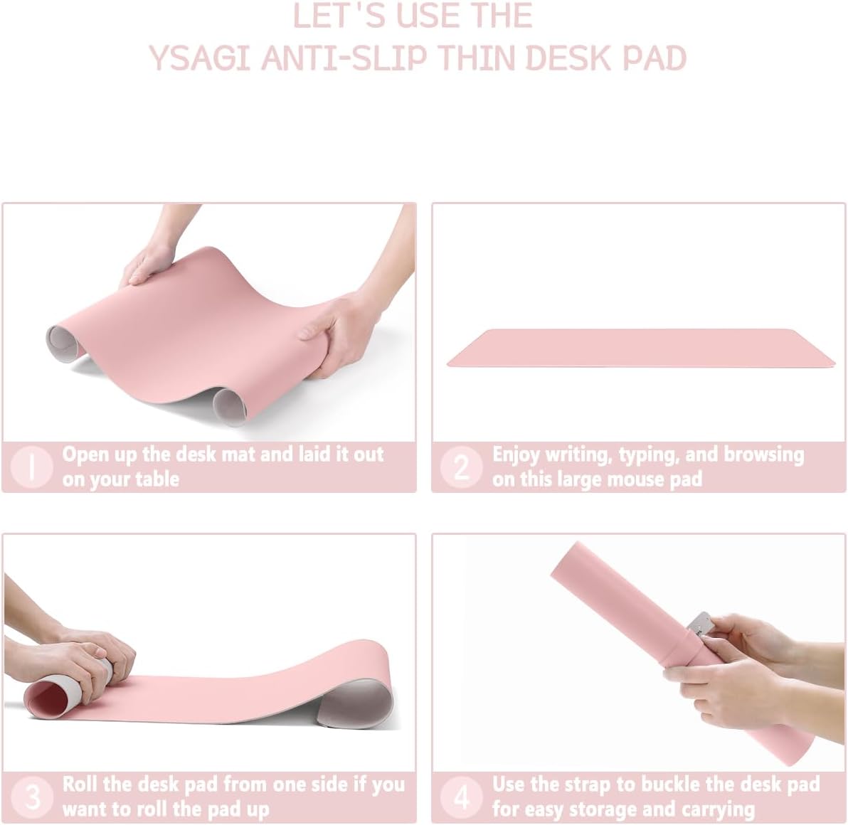 Non-Slip Leather Desk Pad, Waterproof Laptop Computer Desk Keyboard Mat, Table Protector Blotter Mat, Large Mouse Pad for Office/Work/Home/Decor(Pink, 23.6" x 13.7")