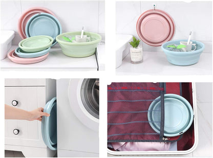 Multi-purpose Collapsible Dish Tub Bowl BPA-Free Round Lightweight Collapsible Wash Basin (Pink)