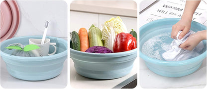Multi-purpose Collapsible Dish Tub Bowl BPA-Free Round Lightweight Collapsible Wash Basin (Pink)