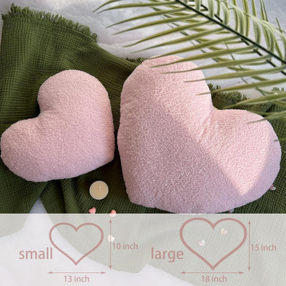 EastTree Heart Pillows, Pink Heart Shaped Pillows, Love Throw Pillows, Cute Sherpa Heart Decor, Large Fluffy Pillows, Women Girls Living Bedroom Home Decoration 15x18 Inch