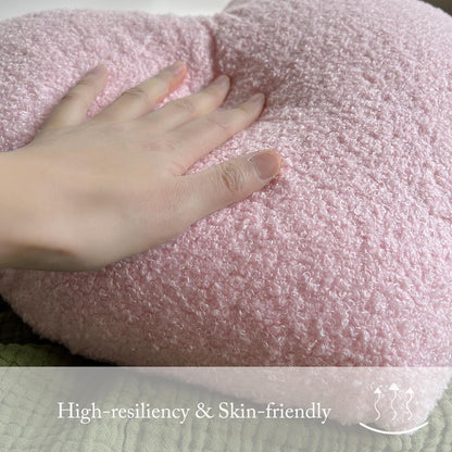 EastTree Heart Pillows, Pink Heart Shaped Pillows, Love Throw Pillows, Cute Sherpa Heart Decor, Large Fluffy Pillows, Women Girls Living Bedroom Home Decoration 15x18 Inch